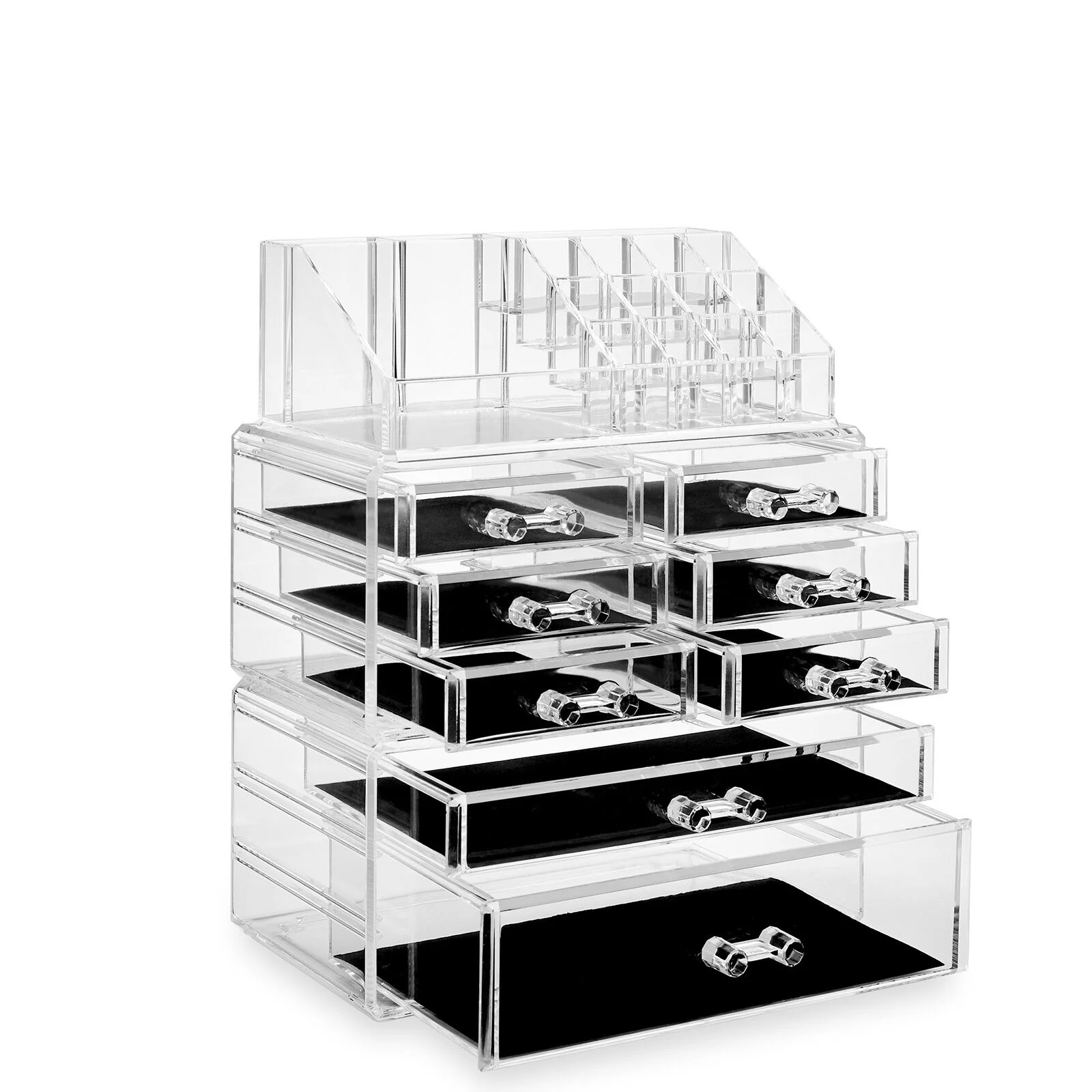 Great Choice Products 3Pc Acrylic Cosmetic Makeup Organizer &a; Jewelry Drawer Storage Box Display Case