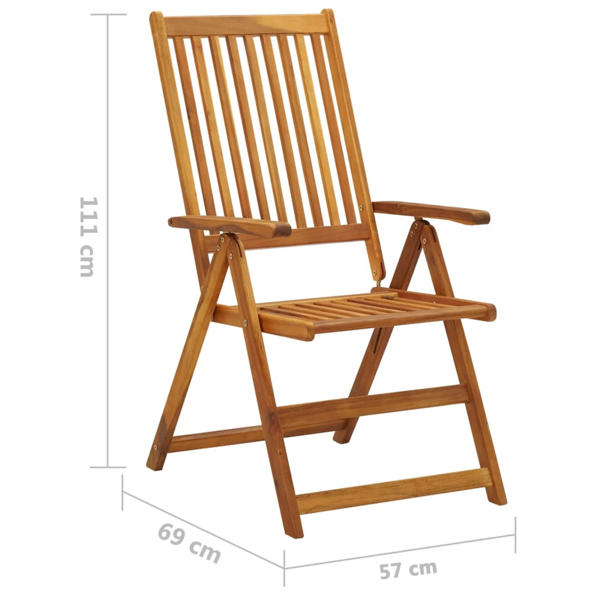 vidaXL Outdoor Recliner Chairs Patio Chair with Cushions Solid Wood Acacia