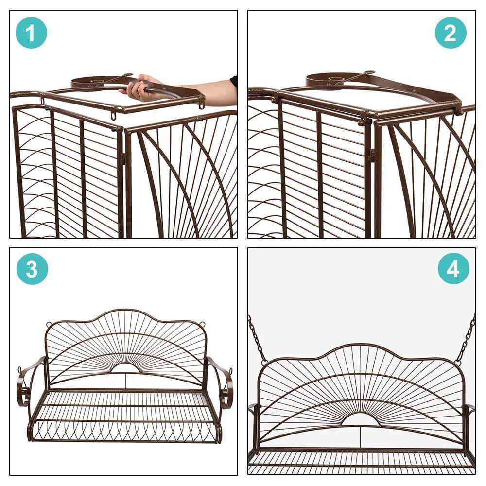 Great Choice Products 48 Inch 2 Person Hanging Slatted Outdoor Porch Bench Swing Chair Patio Furniture