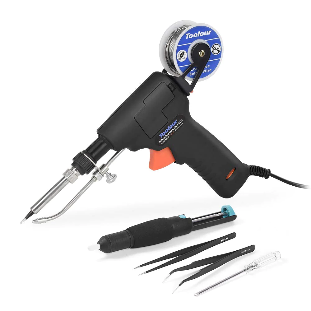 Toolour Soldering gun Kit Toolour 6-in-1 Internal Heat Solder Iron gun, 60W Temp Adjustable Solder Iron Kit, Automatic Welding guns with