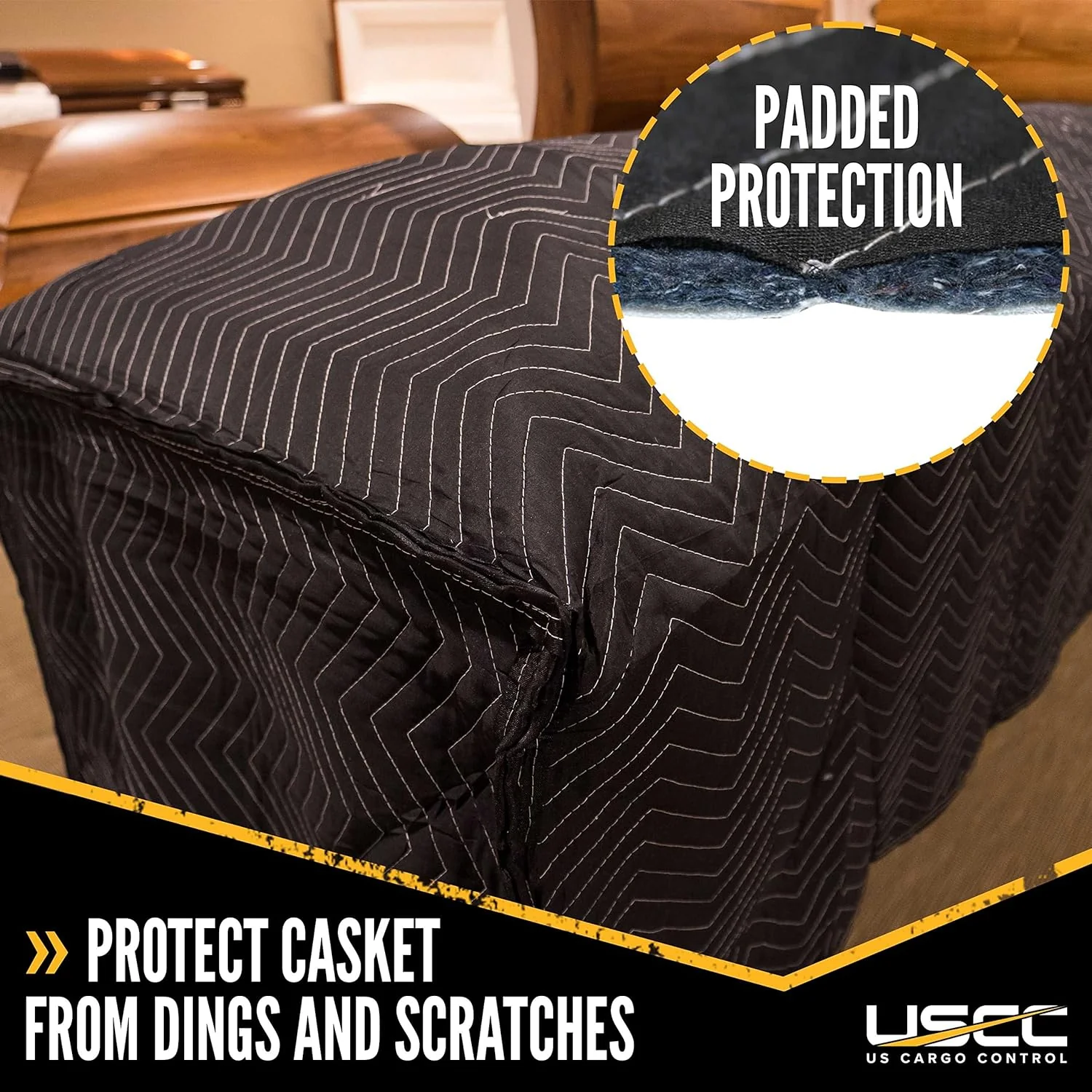 Us Cargo Control Quilted Casket Cover - Black/White Furniture Pad for Moving/Storage - Essential Moving Supplies - Cotton/Polyester Blend - 86 x