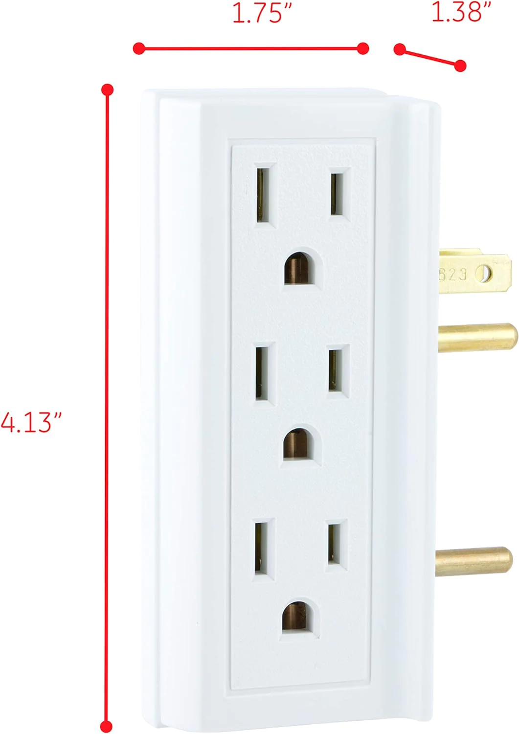 GE home electrical GE 6-Outlet Extender with Side Access, Wall Tap, Turn 2 Outlets Into 6, 3-Prong, Indoor Rated, UL Listed, White, 54543