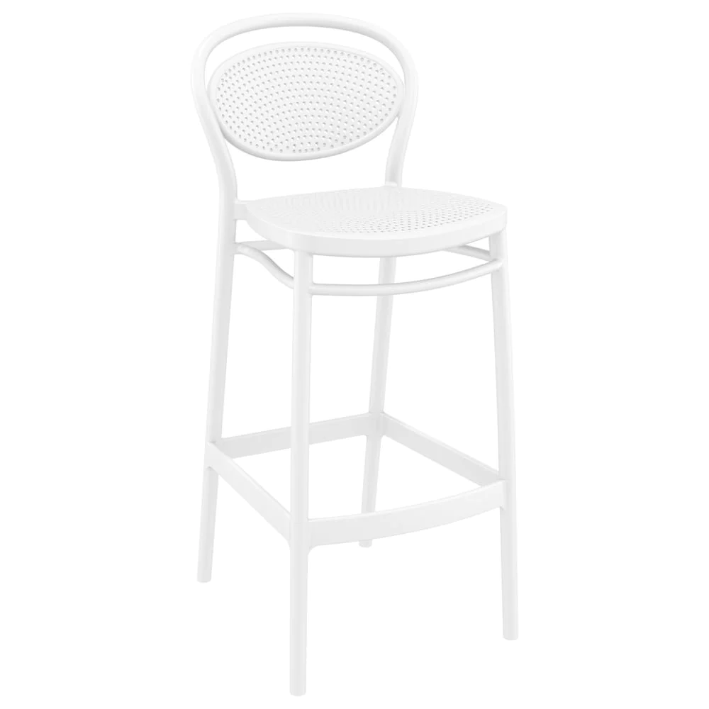 SIESTA Sky Marcel Square Bar Set with 2 Barstools White