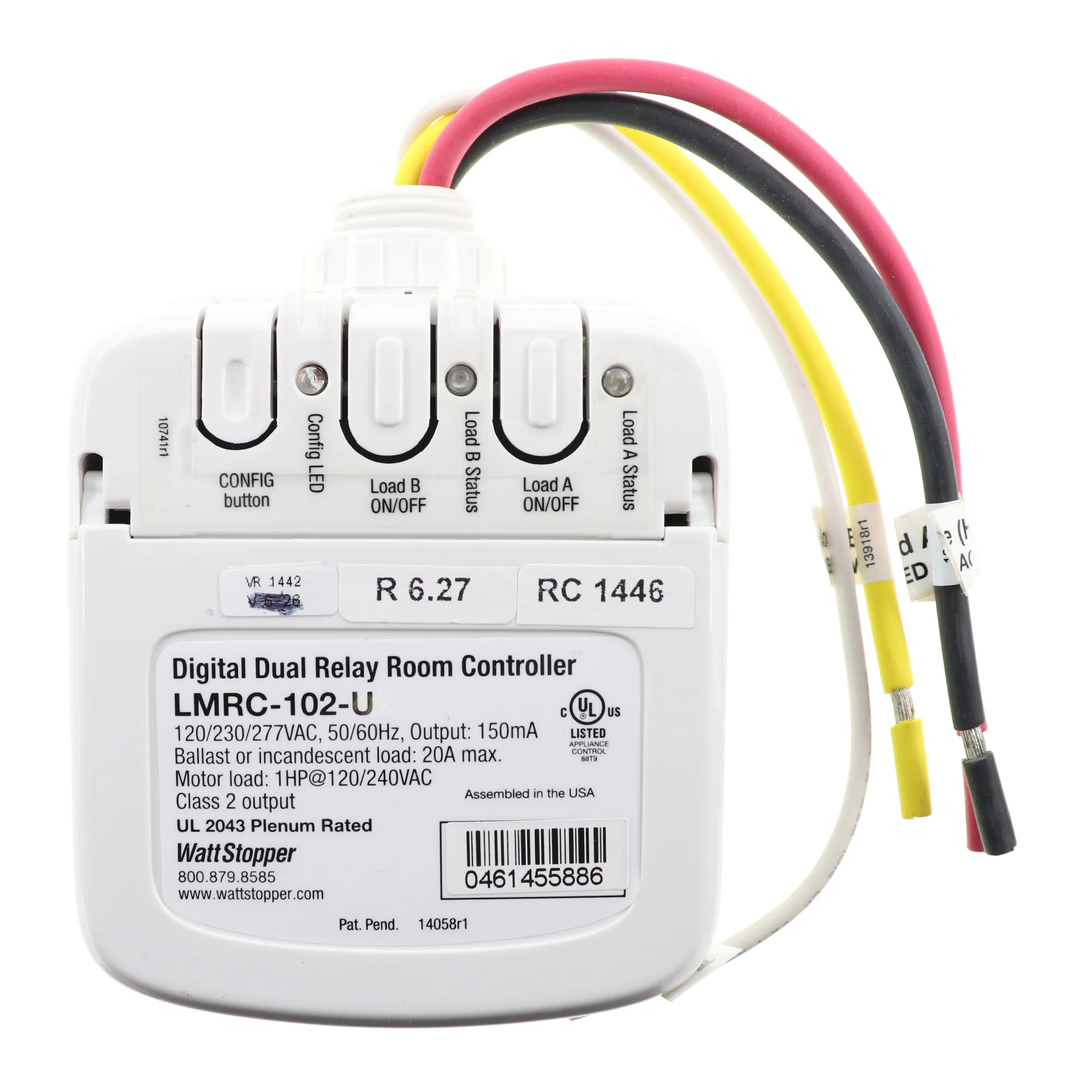 WATTSTOPPER LMRV-102-U DIGITAL ROOM CONTROLLER, RJ45, 2-RELAY, 120/277V, WHITE