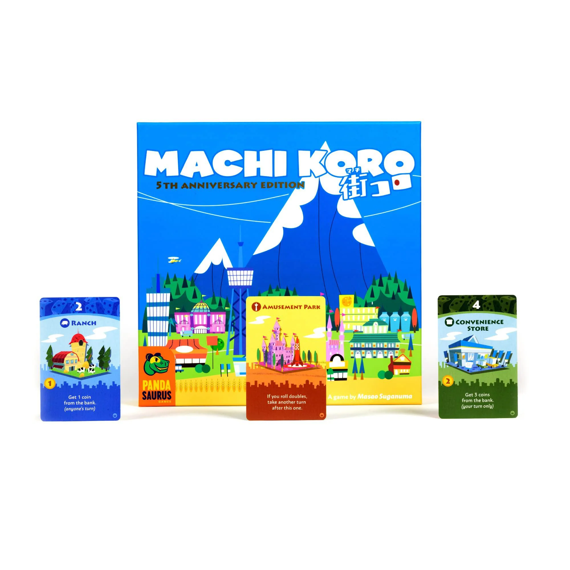 pandasaurus games machi koro board game | japanese city building strategy game | fast-paced dice rolling game for adults and