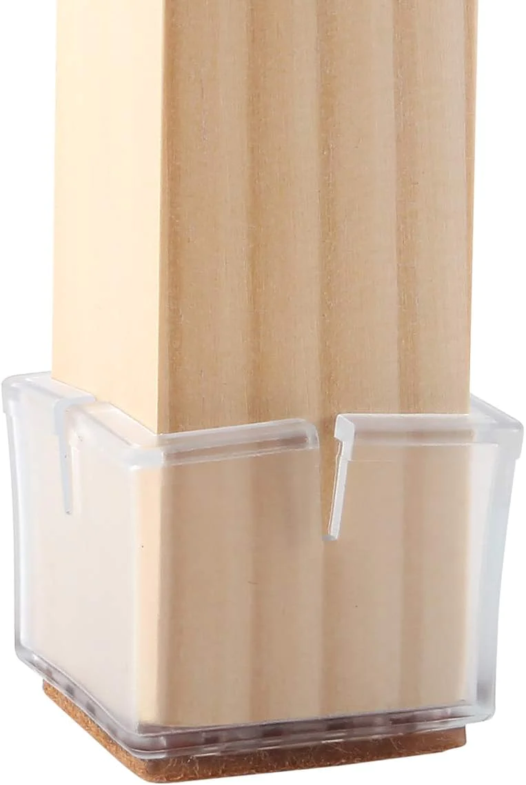 WarmHut Chair Leg Floor Protectors,  16pcs Transparent Clear Silicone Table Furniture Leg Feet Tips Covers Caps, Felt Pads, Prevent Scr