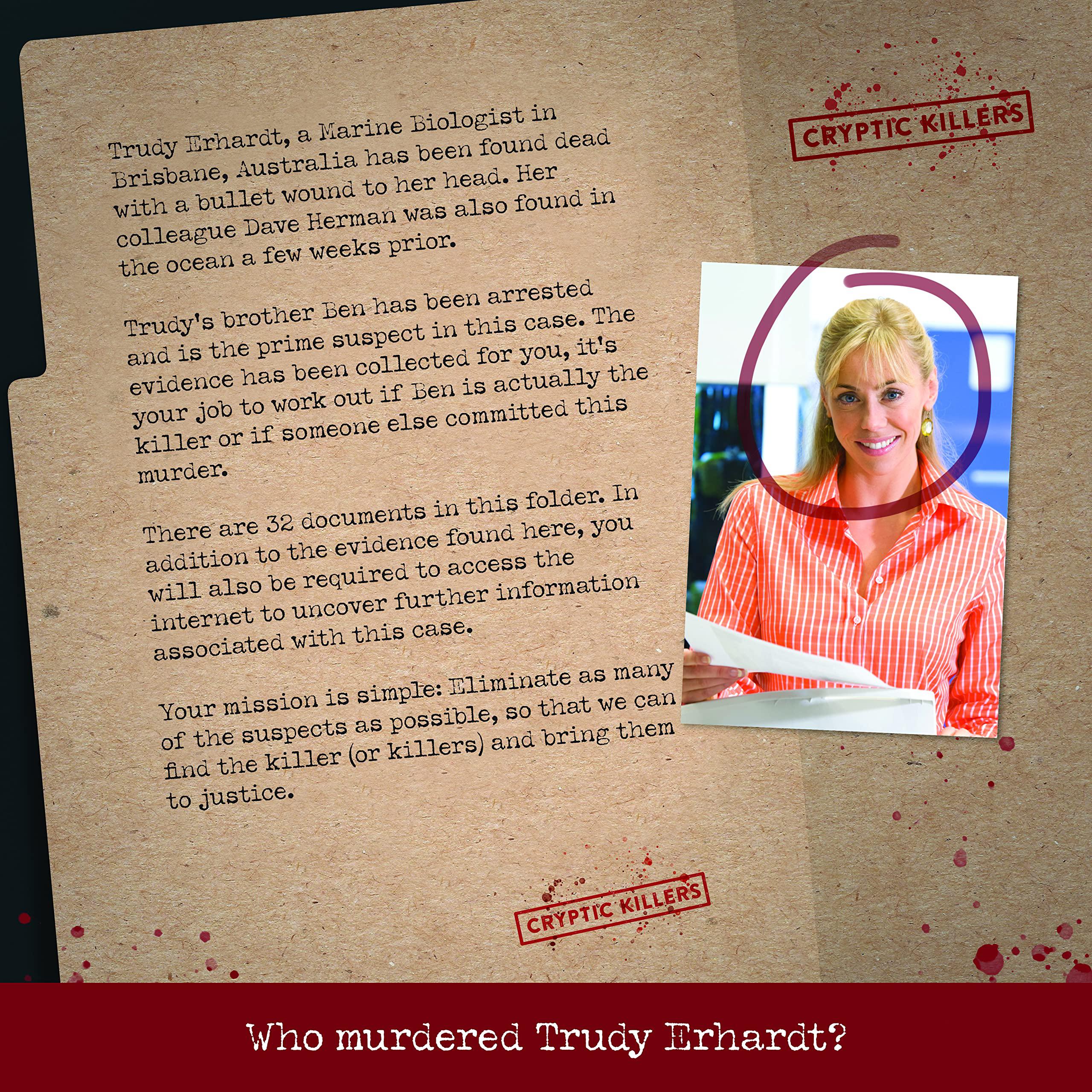 cryptic Killers unsolved murder mystery game - cold case files investigation - cryptic killers - detective clues / evidence - solve the crime