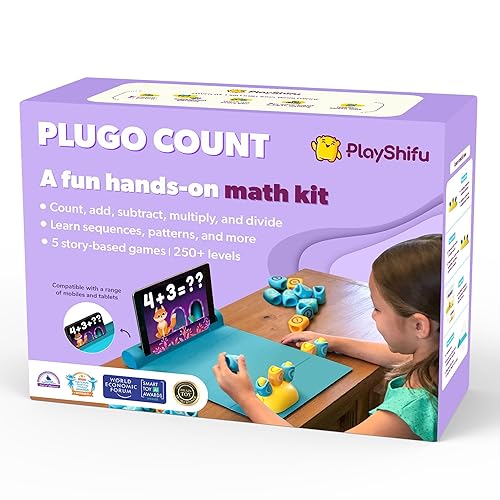 Shifu PlayShifu STEM Toy Math game - Plugo count (Kit + App with 5 Interactive Math games) Educational Toy for 4 5 6 7 8 Year Old Birt