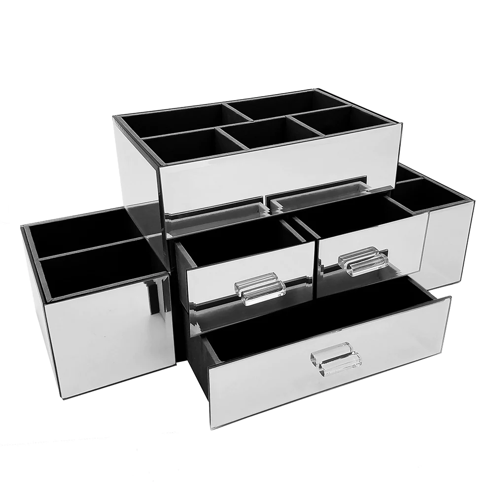 Vandue OnDisplay Amara Tiered 3 Drawer Mirrored Makeup/Jewelry Organizer