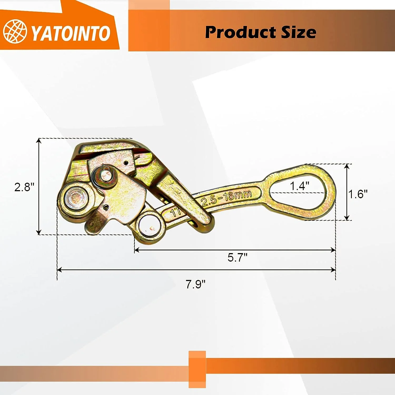 YATOINTO Cable Grip Steel Wire Puller 1 Ton, Cable Puller Tool for 2.5-16 mm Wire Rope, Maximum Load 2200lb, Multifunctional Pulling Tig
