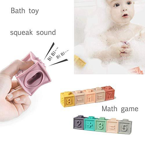 Litand soft stacking blocks for baby montessori sensory infant bath toys for toddlee toddlers babies 6 9 month 1 2 year old