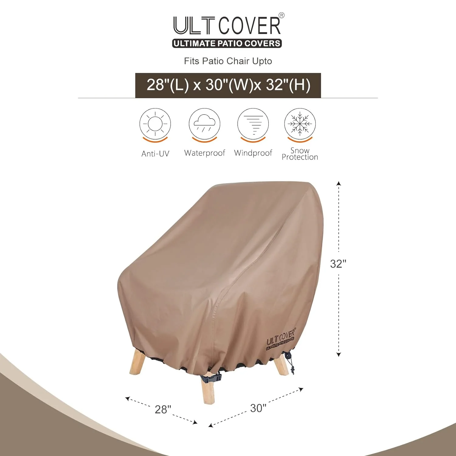 GCP Products Waterproof Patio Chair Cover – Outdoor Lounge Deep Seat Single Lawn Chair Cover 2 Pack Fits Up To 28W X 30D X 32H Inches