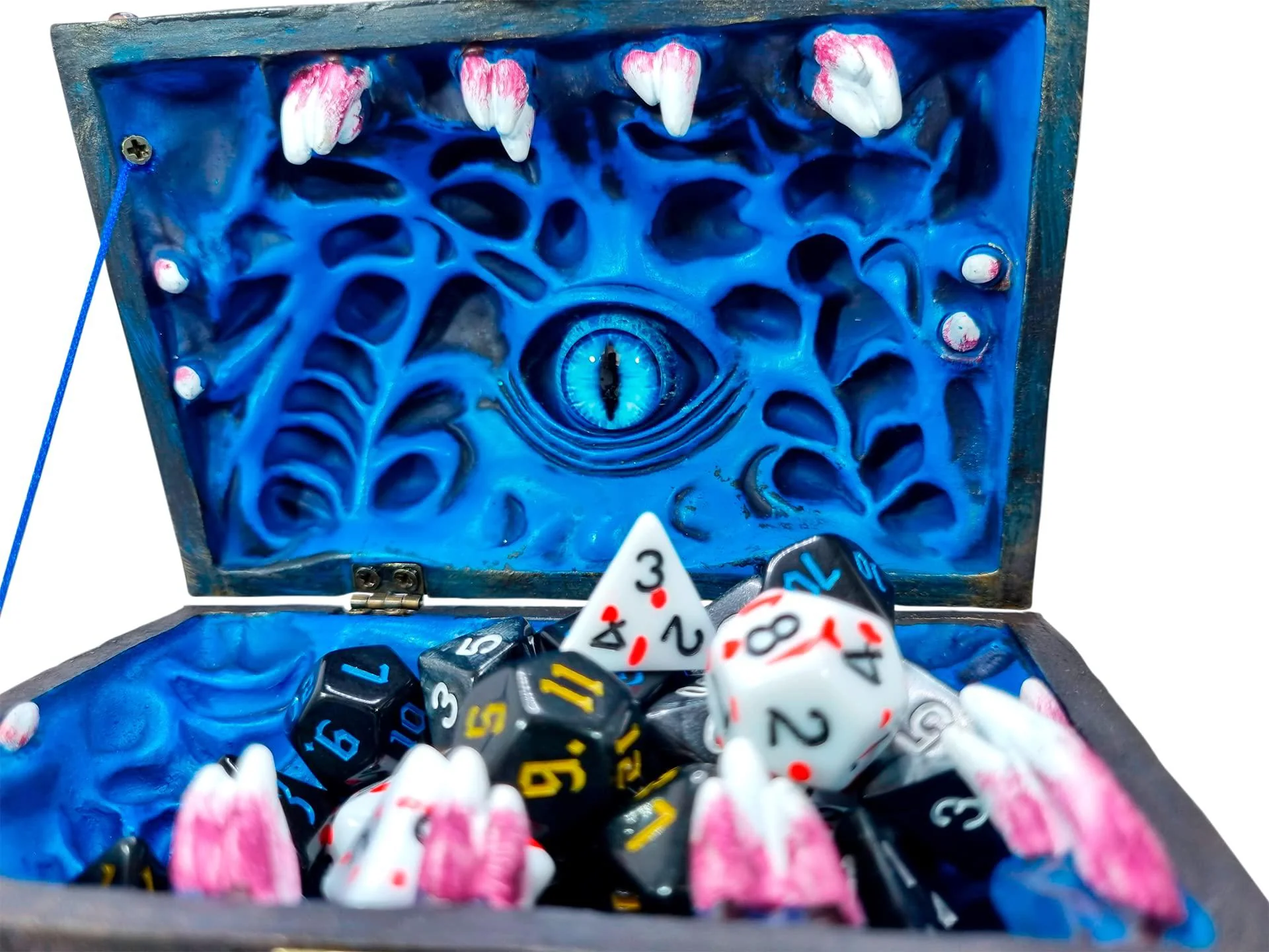 power beast dungeon mimic chest dice storage box with glass eye, miniatures and dungeons and dragons accessories, d&a;d gift, d