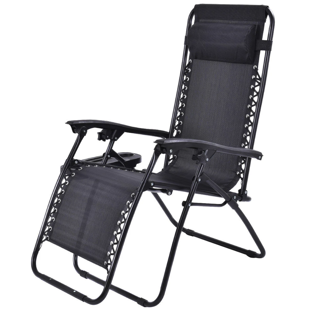 Great Choice Products Folding Zero Gravity Reclining Lounge Chair Garden Beach Patio W/Utility Tray