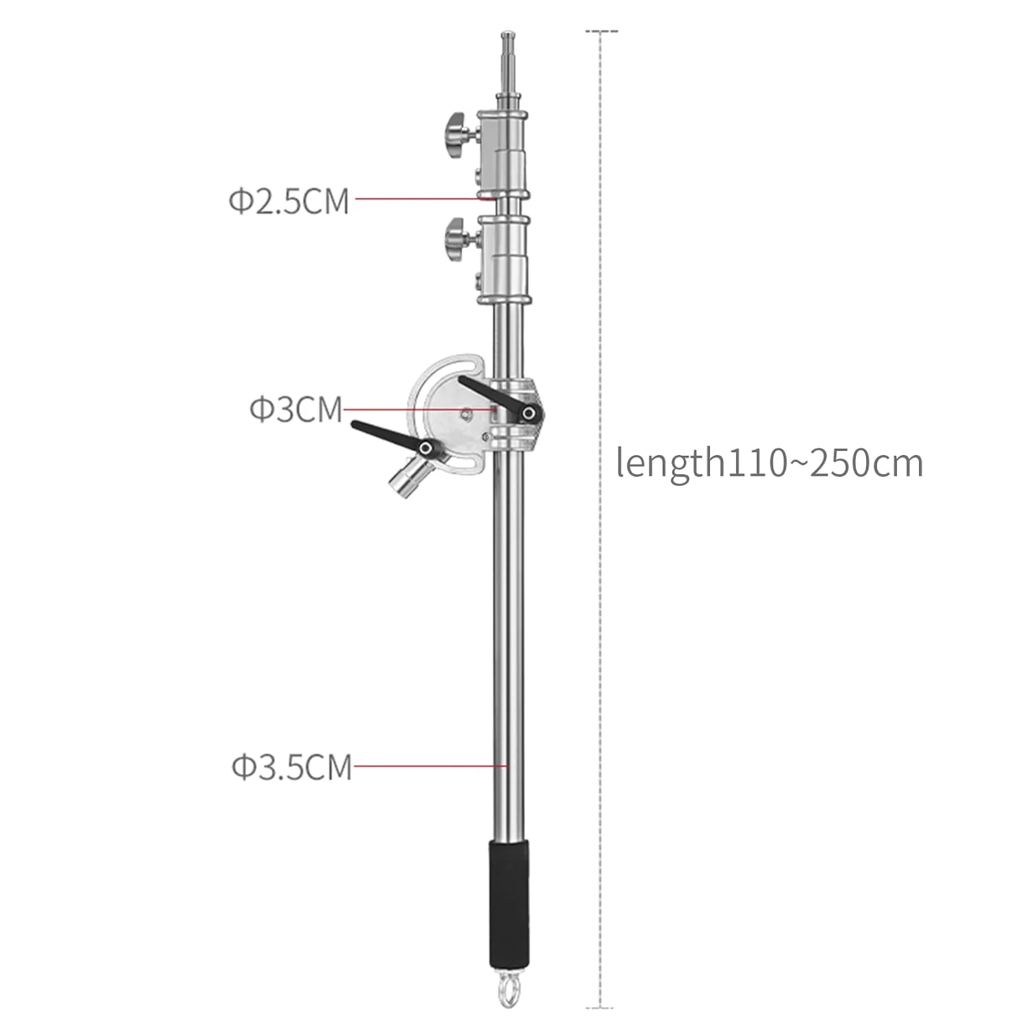 Zell Electronics Zell Heavy Duty Extension Boom Arm Bar For Photography C Stand And Light Stand,Adjustable 3.6-8.2Ft Crossbar Holding Arm With…