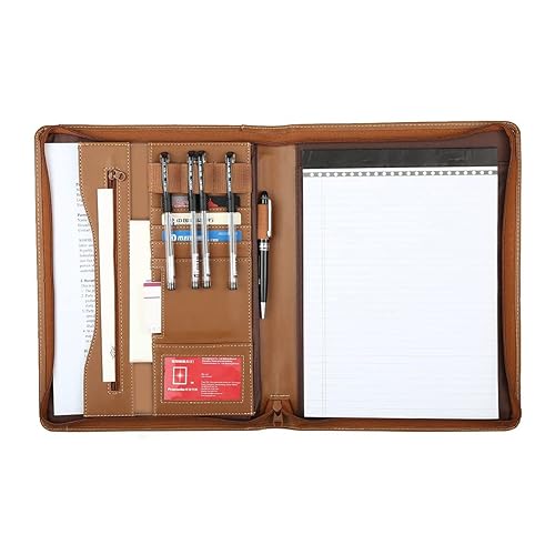 Leathario Portfolio Business Folder Padfolio A4 Writing Pad Document Organizer for Men Women School Office conference Notepad cl