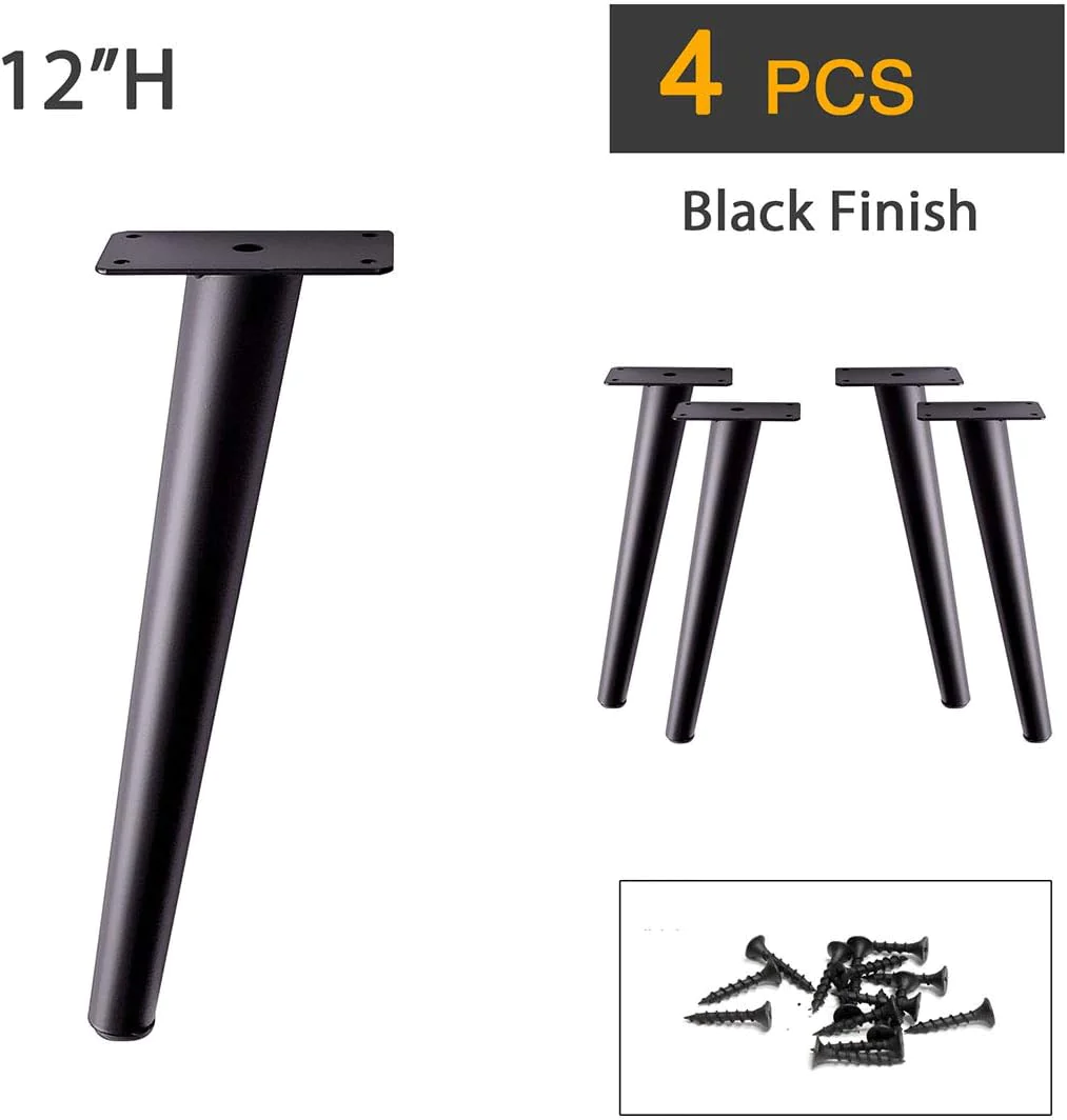 AKB Hardware Slant Furniture Metal Legs - Set of 4 New (Black 12