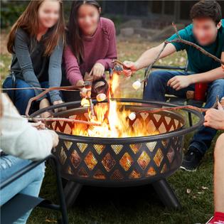 Yaheetech Outdoor Iron Fire Pit Wood Burning Heating for Bonfire Patio Backyard