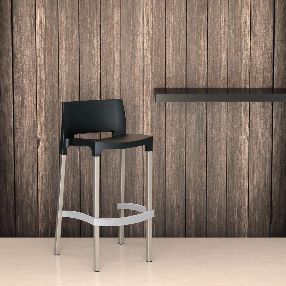 Belen Kox Outdoor Bar Stool, Set of 2, Black, Belen Kox