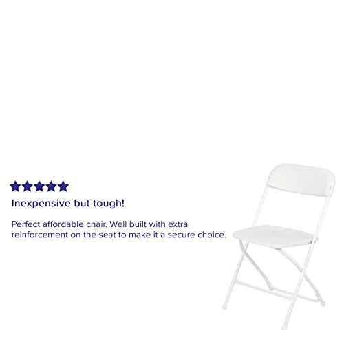 Flash Furniture Hercules Series Plastic Folding Chair - White - 10 Pack 650LB Weight Capacity Comfortable Event Chair-Lightweigh