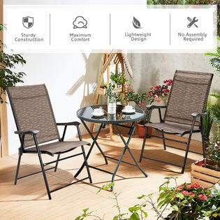Gymax Set of 2 Folding Portable Patio Chairs Yard Outdoor w/ Armrests &a; Backrest