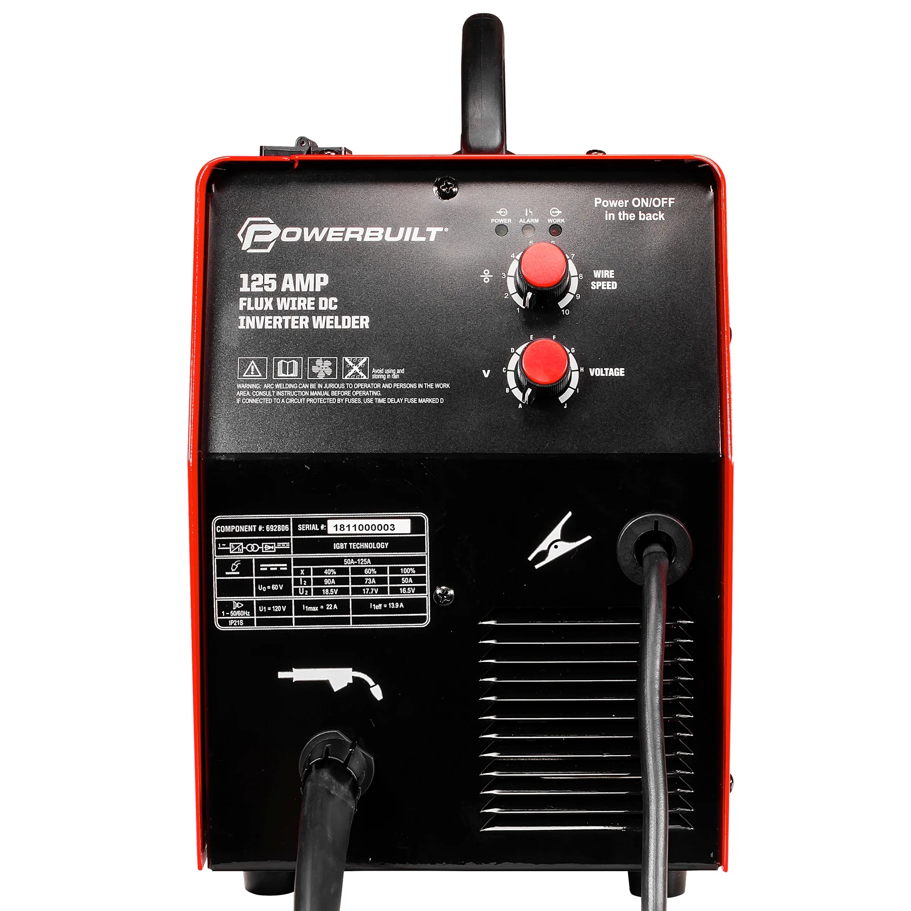 Powerbuilt 125A Portable IGBT Inverter Wire Feed Flux Core Welder - 240131