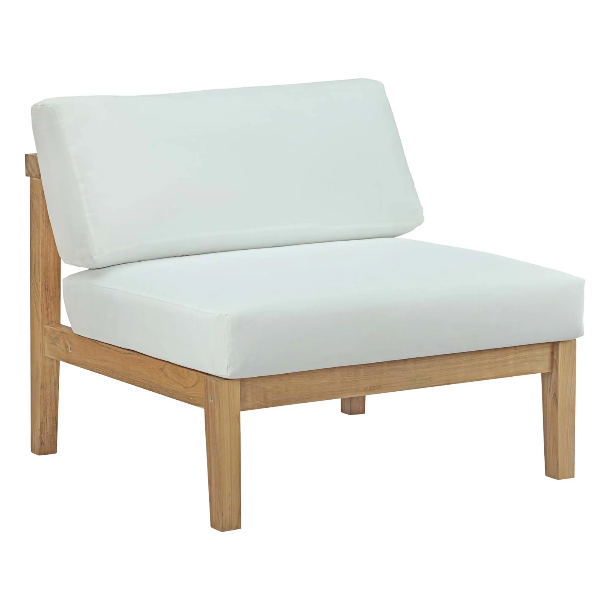 Modway Bayport 5 Piece Outdoor Patio Teak Set Natural White EEI-5484-NAT-WHI-SET
