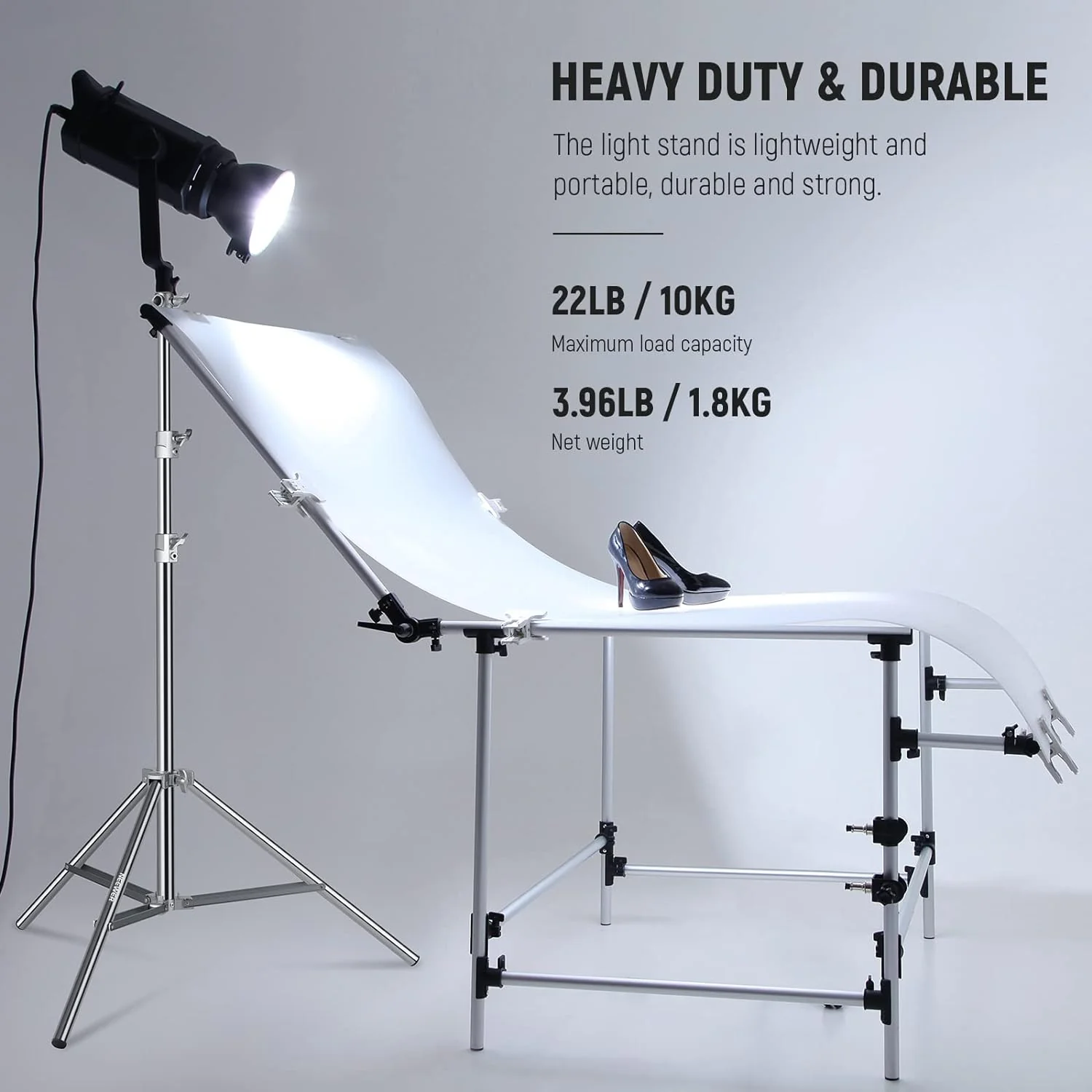 Zell Electronics Zell 7.2Ft/2.2M Stainless Steel Light Stand, Spring Cushioned Heavy Duty Photography Tripod Stand With 1/4” To 3/8” Universal…