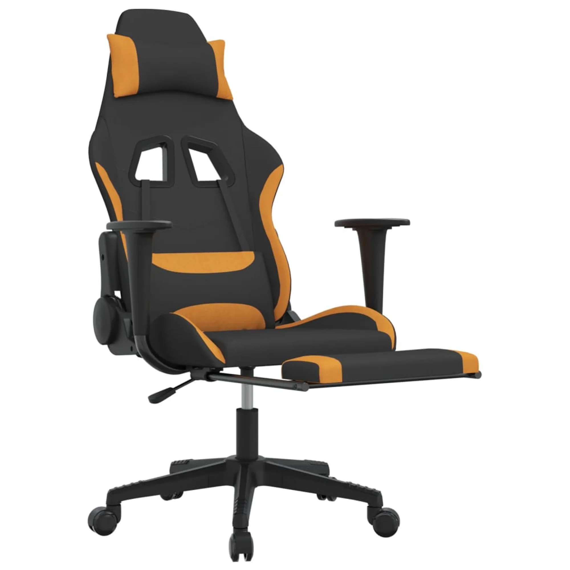 vidaXL Gaming Chair with Footrest Black and Orange Fabric