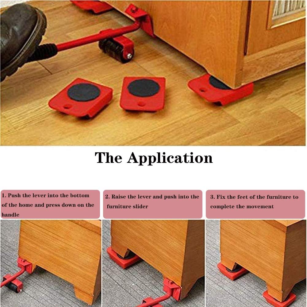SNQ-US Portable Heavy Duty Furniture Lifter with 4 Sliders for Easy and Safe Moving, 660lbs Load Capacity Per Round Furniture Sliders
