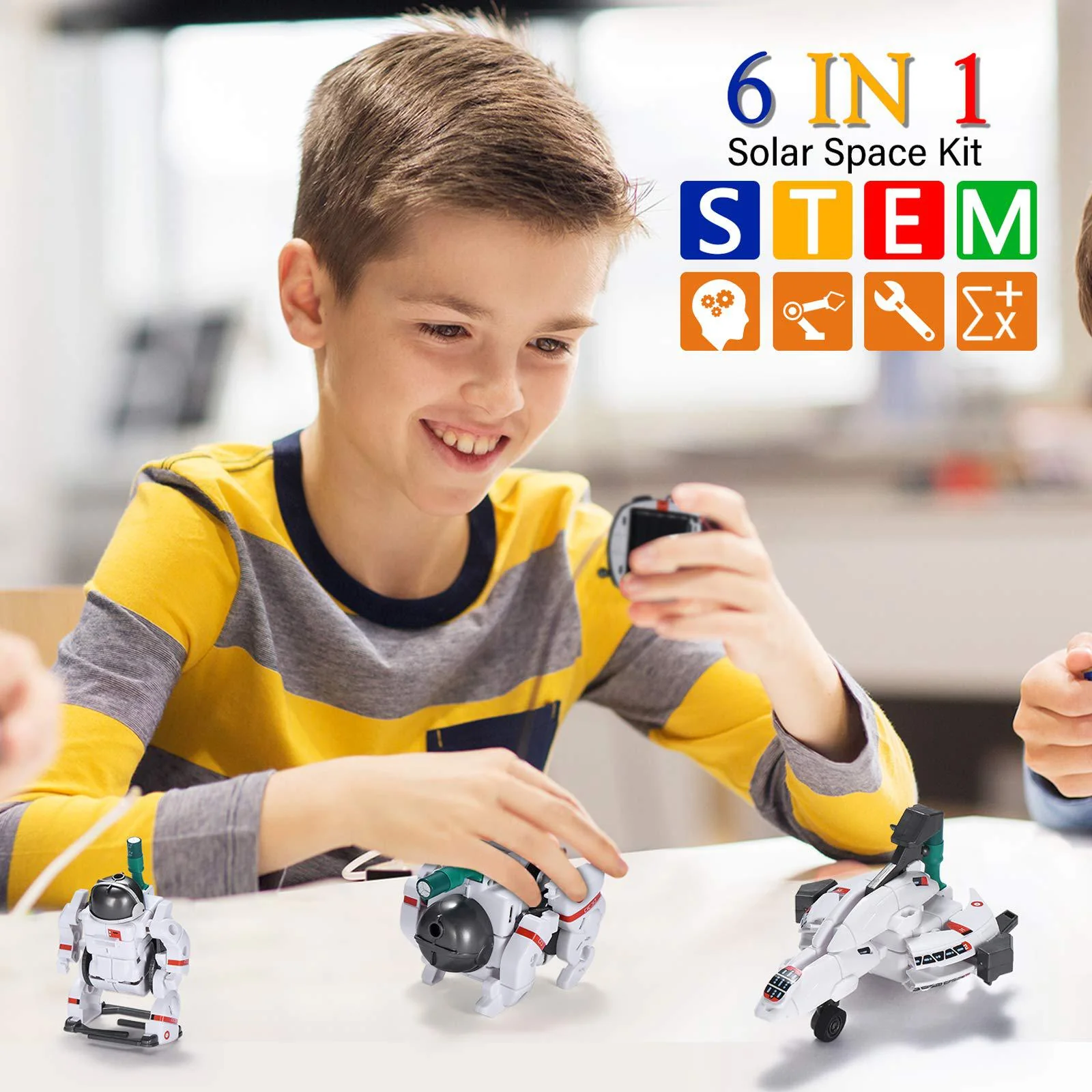 aesgogo stem projects for kids ages 8-12, solar robot toys 6-in-1 science kits diy educational building space toy, christmas