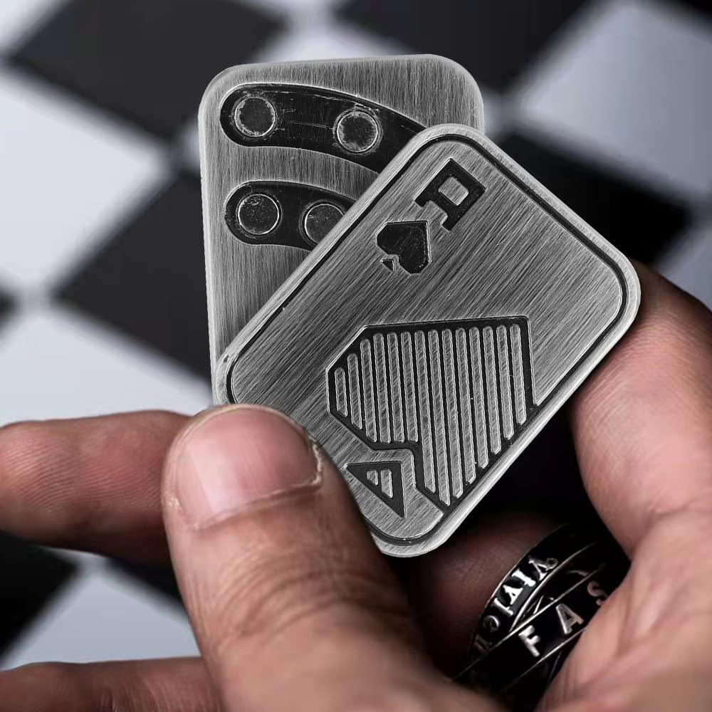 STONESTAR magnetic metal fidget toys - metal poker push card fidget slider stress relief toy, mens edc toy fidget toy haptic coin, offi