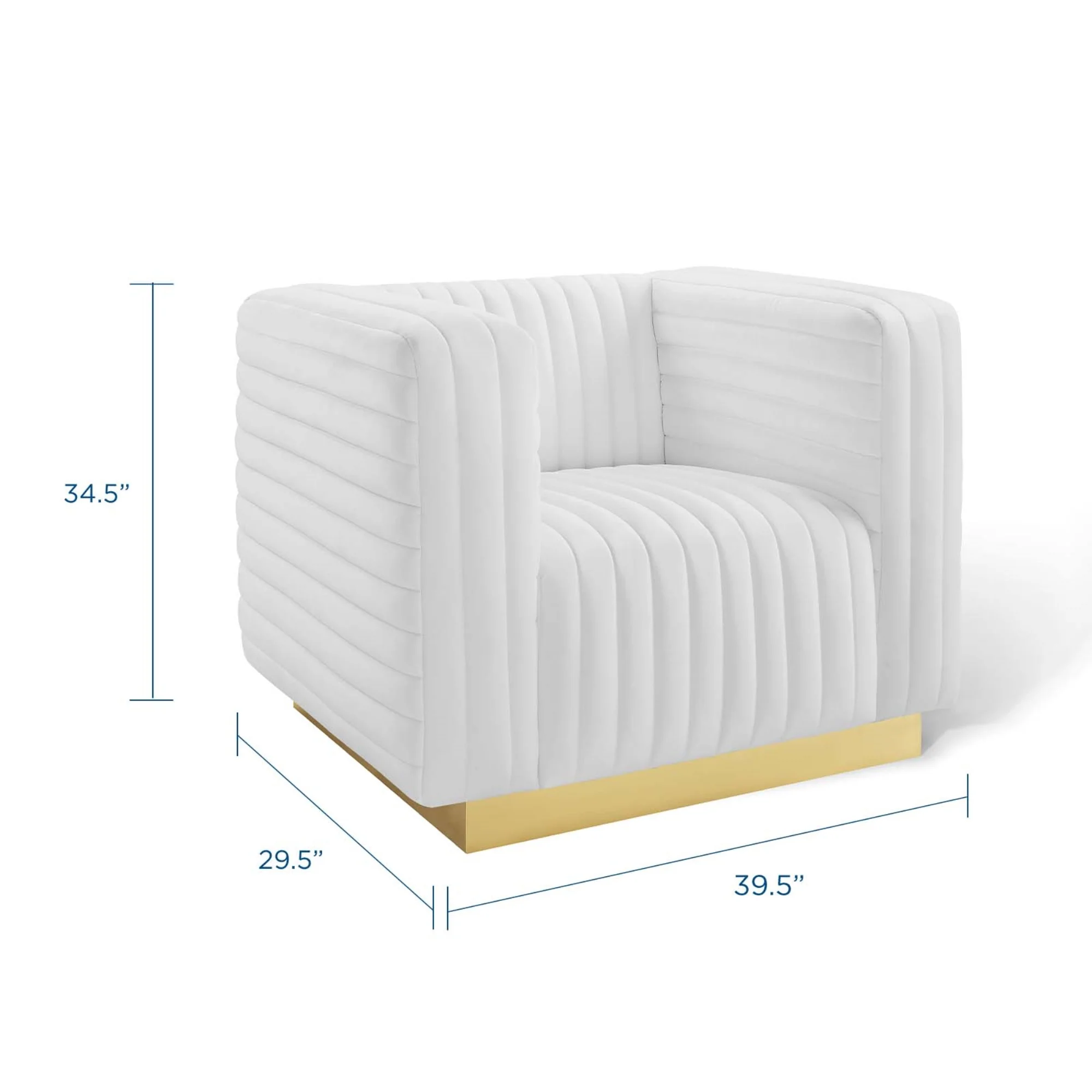 Ergode Charisma Channel Tufted Performance Velvet Accent Armchair - White