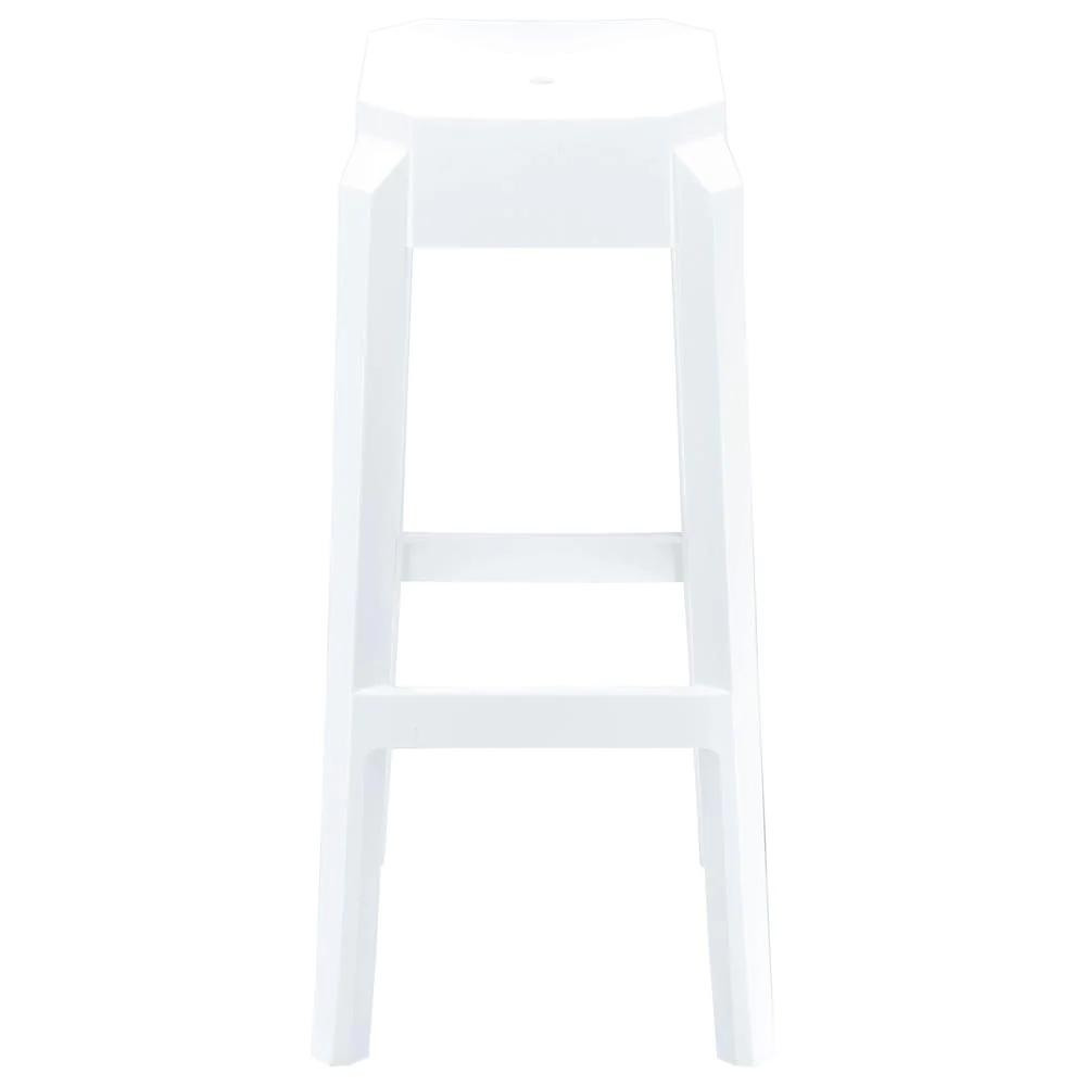 Belen Kox Polycarbonate Bar Stool, Set of 2, Glossy White, Belen Kox