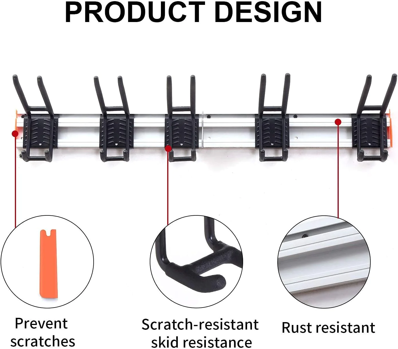 Homeon Wheels Aluminum Ski Storage Rack Holds 6 Pairs of Skis Ski Rack for Garage Wall Padded Hooks Ski Rack Wall Max 300 lbs.