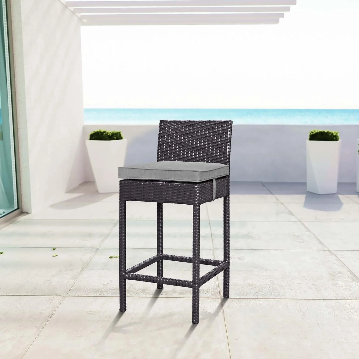 Modway EEI-1006-EXP-GRY Outdoor Patio Fabric Bar Stool, One, Gray
