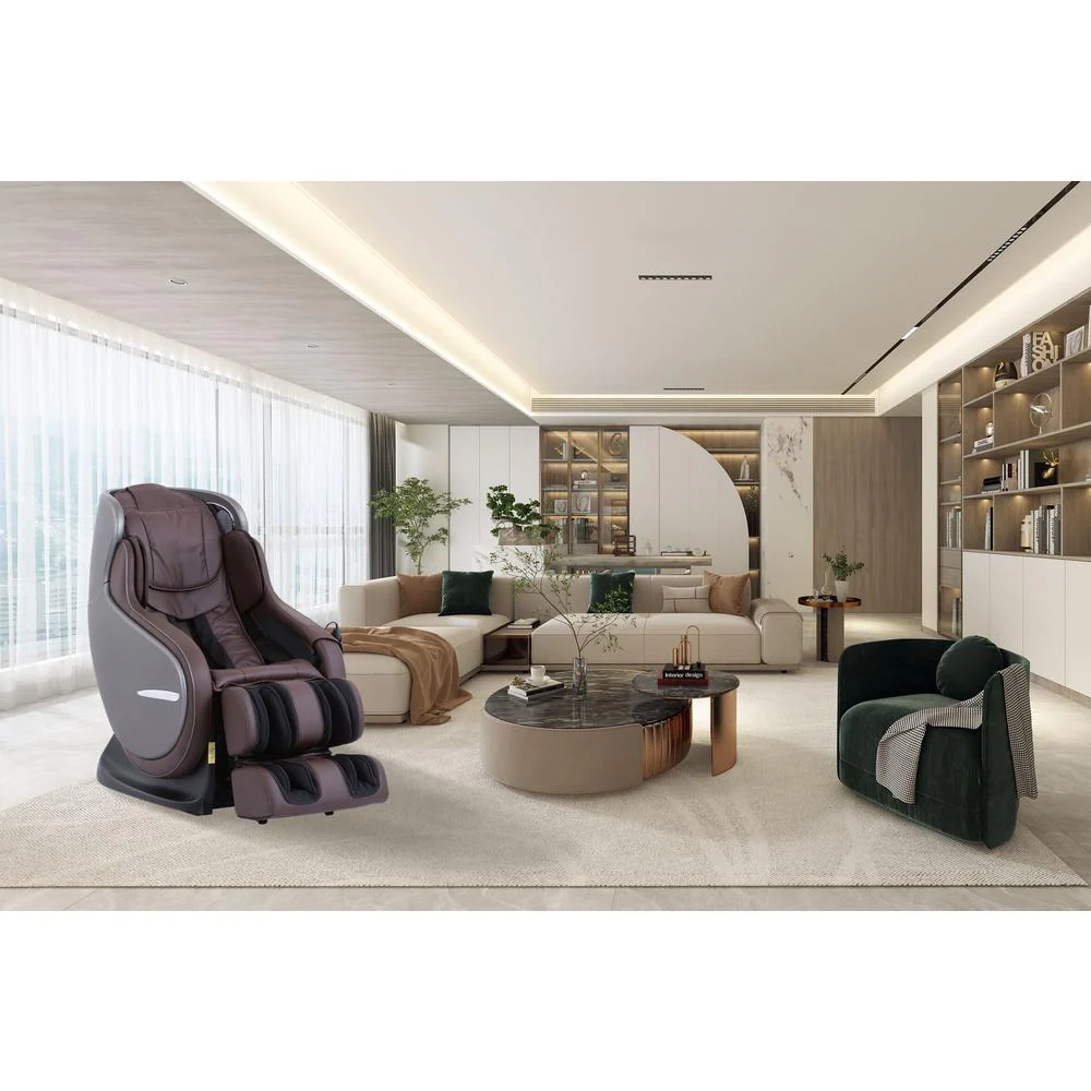 Best Master Furniture Elvis Chocolate Faux Leather Premium Massage Chair with Bluetooth Speaker