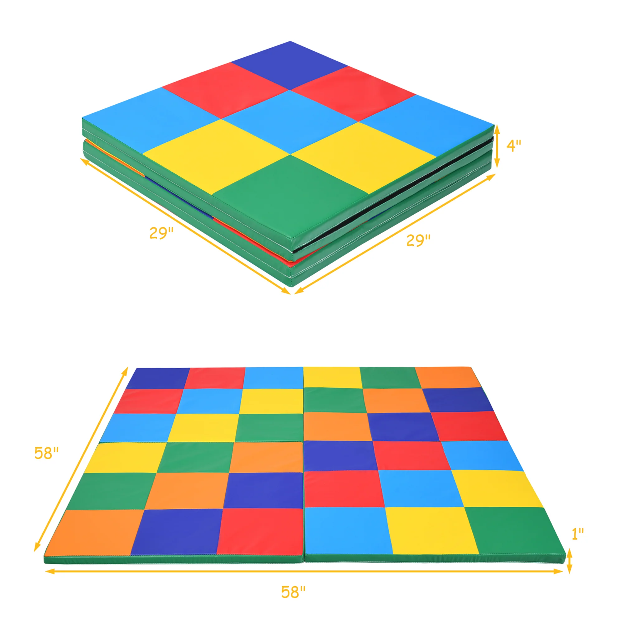 Costway 58&s;&s; Toddler Foam Play Mat Baby Folding Activity Floor Mat Home School Daycare