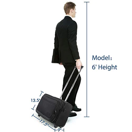 Ytonet Rolling Laptop Bag, 17 Inch Rolling Briefcase for Men Women, Water Resistant Roller Bag with Wheels and USB charging Port, gift