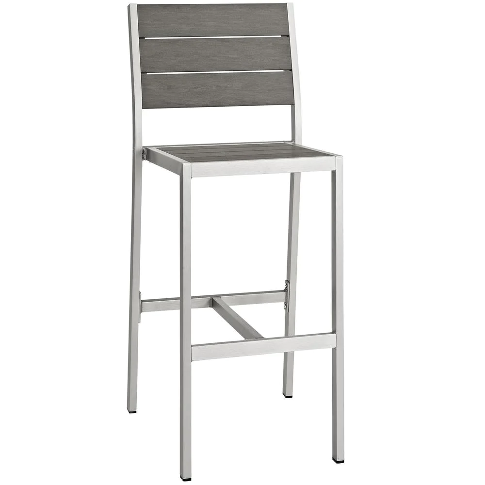 Modway Shore Outdoor Patio Aluminum Square Bar Table - Silver/Gray -