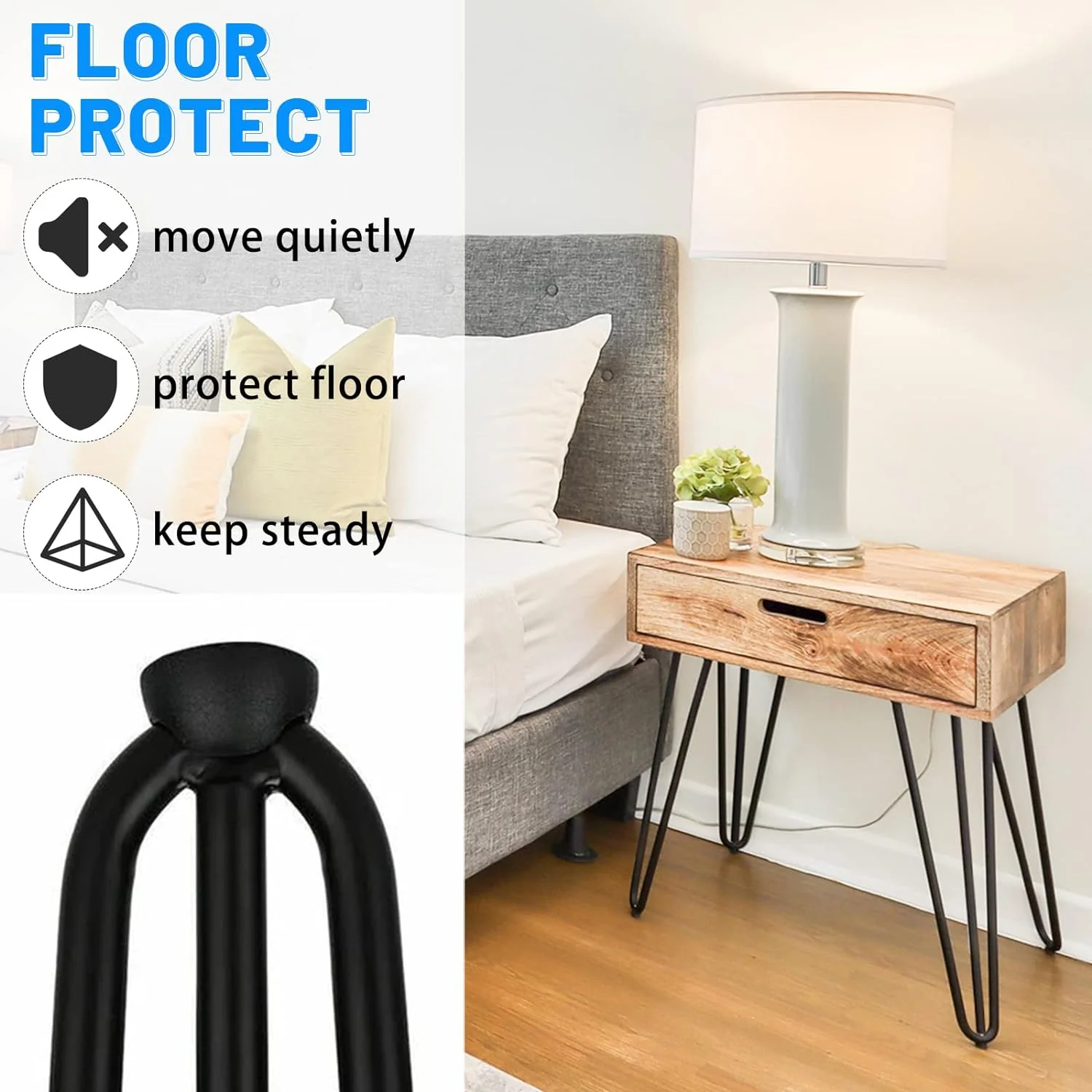 L&s;aimefois 4in Solid Metal Hairpin Furniture Legs ,Heavy Duty Hairpin Legs Black (900lbs), DIY Replacement Sofa Leg Project for Coffee Tab