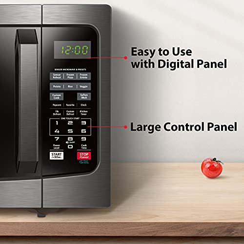 Toshiba EM131A5C-BS Microwave Oven with Smart Sensor, Easy Clean Interior, ECO Mode and Sound On/Off, 1.2 Cu Ft, Black Stainless
