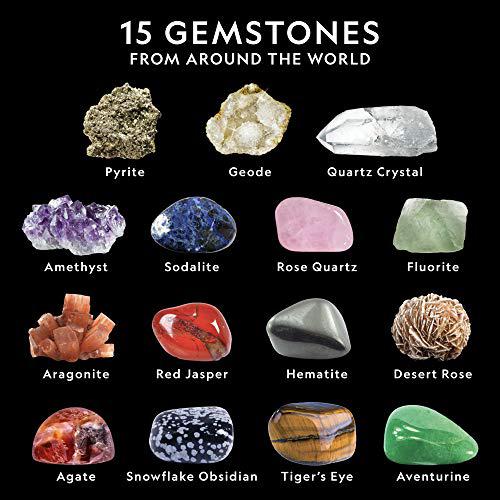 national geographic mega gemstone dig kit - dig up 15 real gems, stem science &a; educational toys make great kids activities