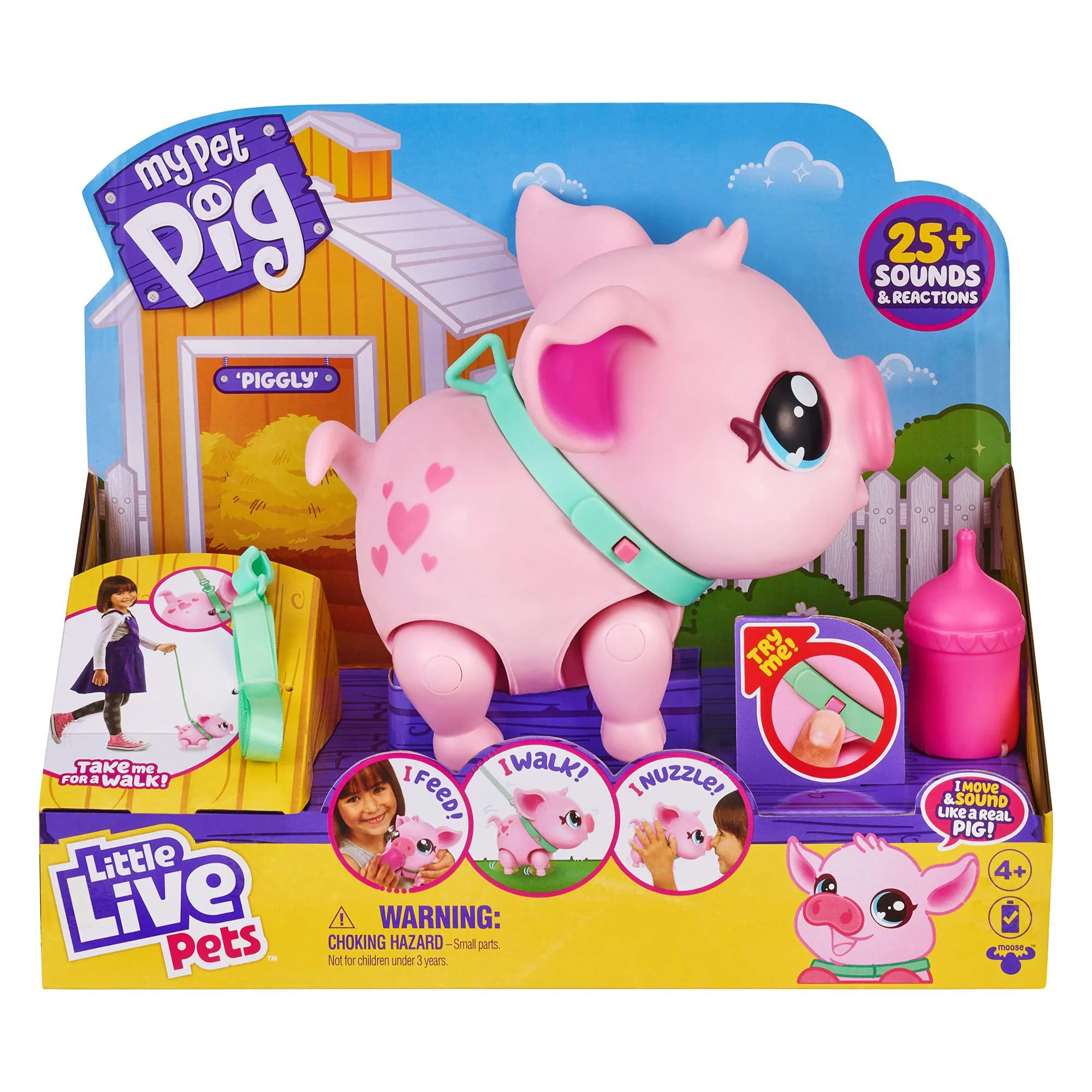 little live pets - my pet pig: piggly | soft and jiggly interactive toy pig that walks, dances and nuzzles. 20+ sounds &a; reac