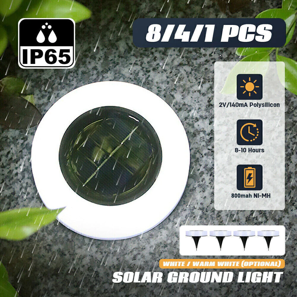 Stock Preferred 6Pcs LED Solar Buried Ground Lawn Lights Warm White