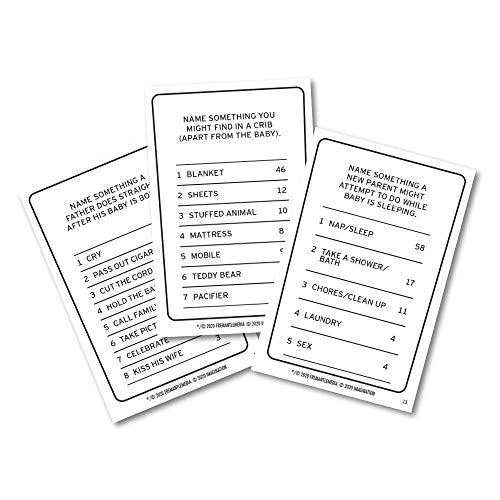 Imagination Gaming family feud baby shower edition card game, fun questions great for party, 150 question cards, 50 fast money cards, play with