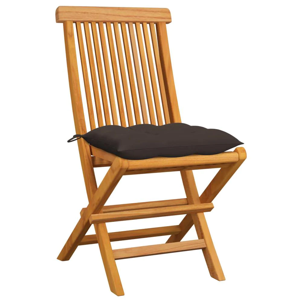 vidaXL Garden Chairs with Taupe Cushions 6 pcs Solid Teak Wood 5613