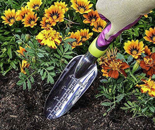 edward tools transplanter trowel - bend proof and rust proof aluminum - most comfortable transplanter with ergo handle - engr