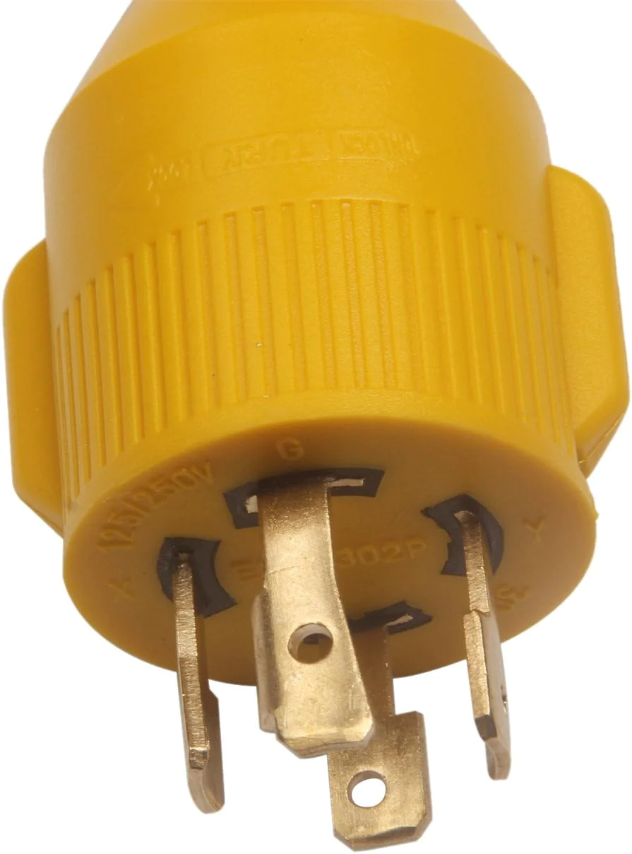 CAMPELIFY RV Generator Power Adapter-30Amp Male 4 Prong Plug to 50 Amp Female 12inch STW10/3 Camper Cord(CRG30450)
