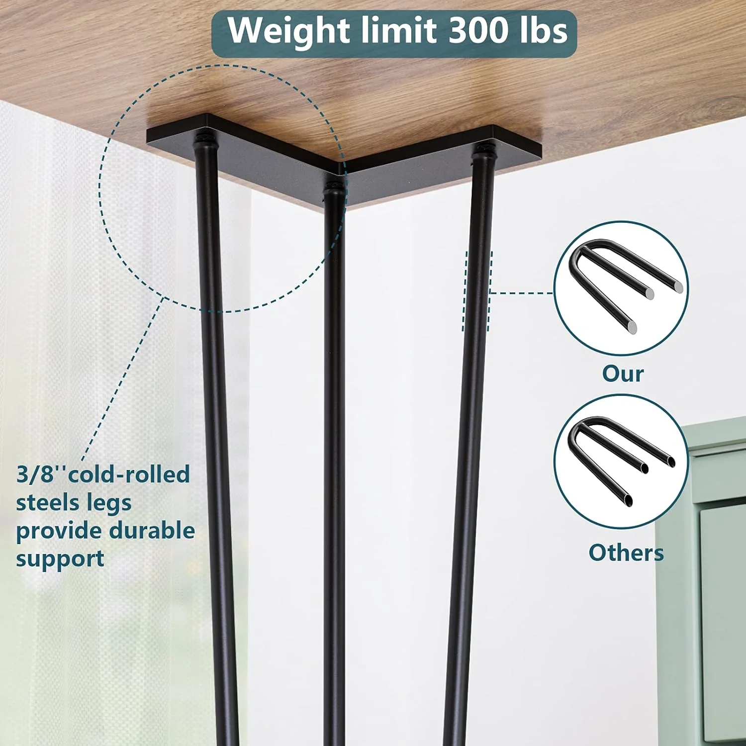 CWLOTAC 34 Inch Hairpin Coffee Table Legs - Heavy Duty Metal Furniture Legs Set of 4 - Industrial Home DIY Projects for, Bench, Desk Ta